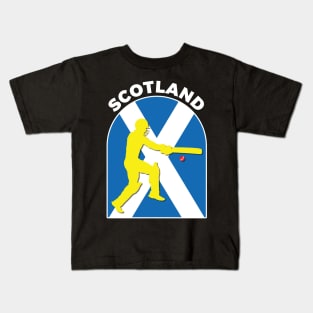 Scotland Cricket Batsman Scotland Flag Kids T-Shirt